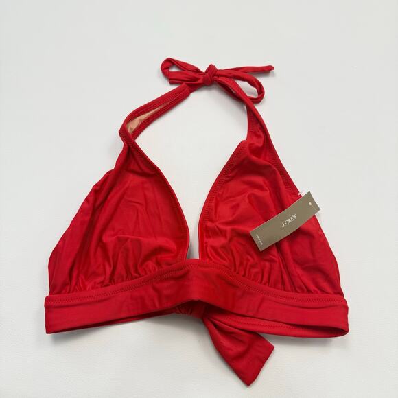 J Crew DD Halter Tie Back Triangle‎ Bikini Top Size Small Red NWT - Picture 4 of 6